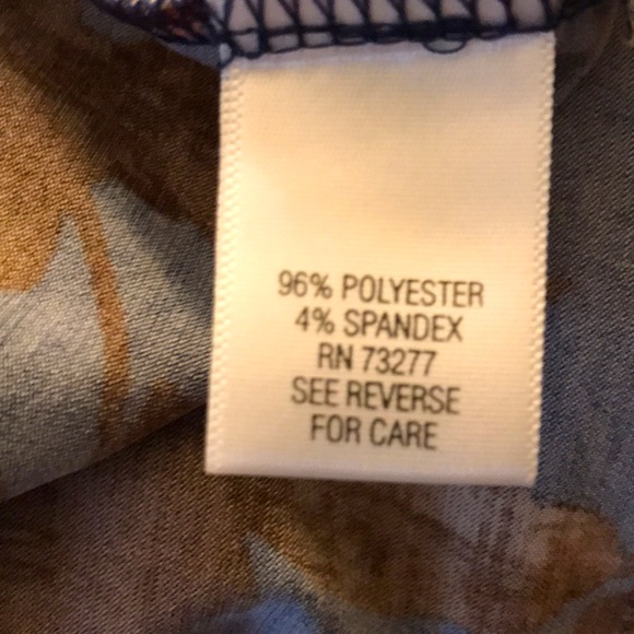 🌸3/$25 Simply Vera Wang Blue & Orange Drape Neck Top with Ruching, Size XS - Picture 10 of 12